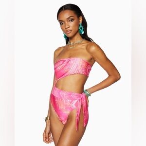 RAMY BROOK Printed Gigi Strapless One Piece Swimsuit In Seashell Pink